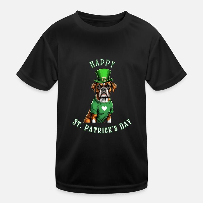 Boxer Dog St. Patrick's Day I Irish Green Hat St Kinder Funktions-T-Shirt