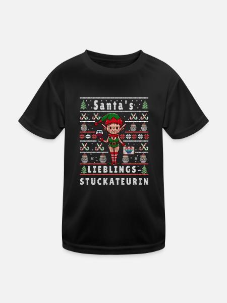 Ugly Christmas SANTA'S FAVORITE PLASTERER - Kids Functional T-Shirt - black - Front