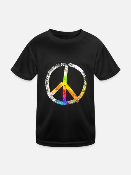 peace sign speckled 03 - Kinder Funktions-T-Shirt - Schwarz