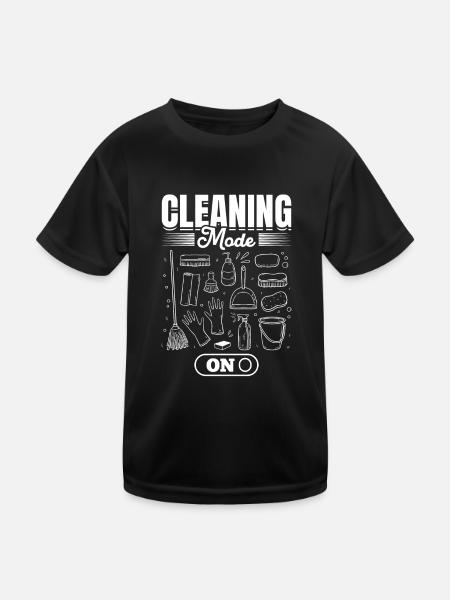 Femme de ménage Concierge - Mode de nettoyage activé - T-shirt sport Enfant - noir - Devant