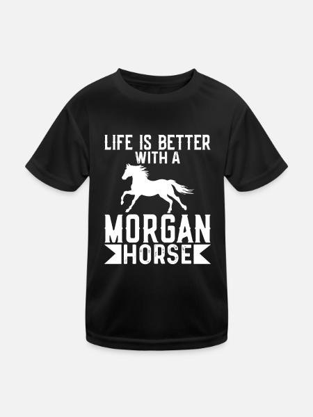 La vie est plus belle avec un cheval Morgan - T-shirt sport Enfant - noir - Devant
