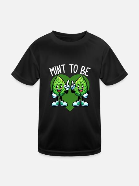 Mint To Be – Fresh Love & Leafy Laughter - Kids Functional T-Shirt - black - Front