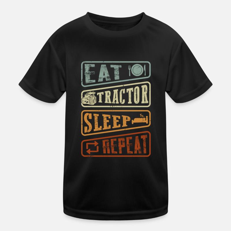 Eat Tractor Sleep Repeat - Retro Traktor Erntezeit Kinder Funktions-T-Shirt