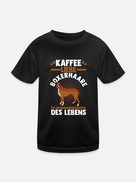Dog Coffee German Boxer - Kids Functional T-Shirt - black - Front