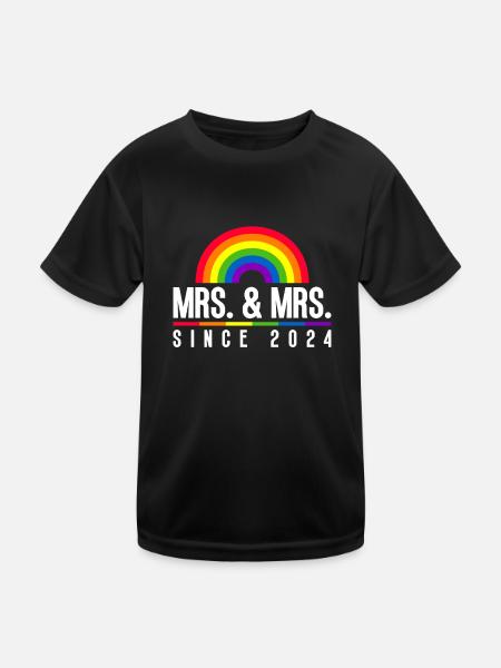 Gay Pride Wedding Lesbian 2024 Gay Marriage - Kids Functional T-Shirt - black - Front
