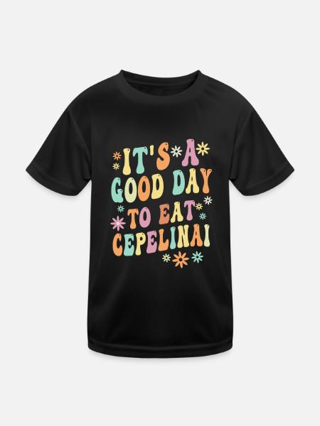 Cepelinai Sprichwort - Kinder Funktions-T-Shirt - Schwarz - Vorne