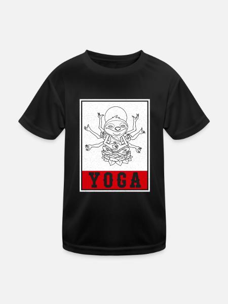 Niedlich Yoga Lotus Namaste Buddha Yogalehrer - Kinder Funktions-T-Shirt - Schwarz - Vorne