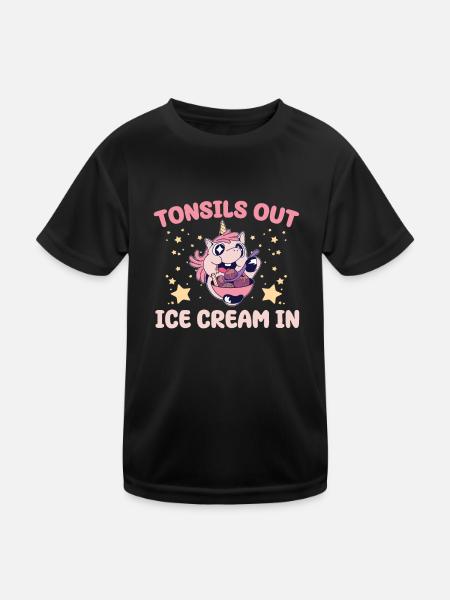 Wiederherstellung nach TonsillenMandeln Raus Eis R - Kinder Funktions-T-Shirt - Schwarz - Vorne