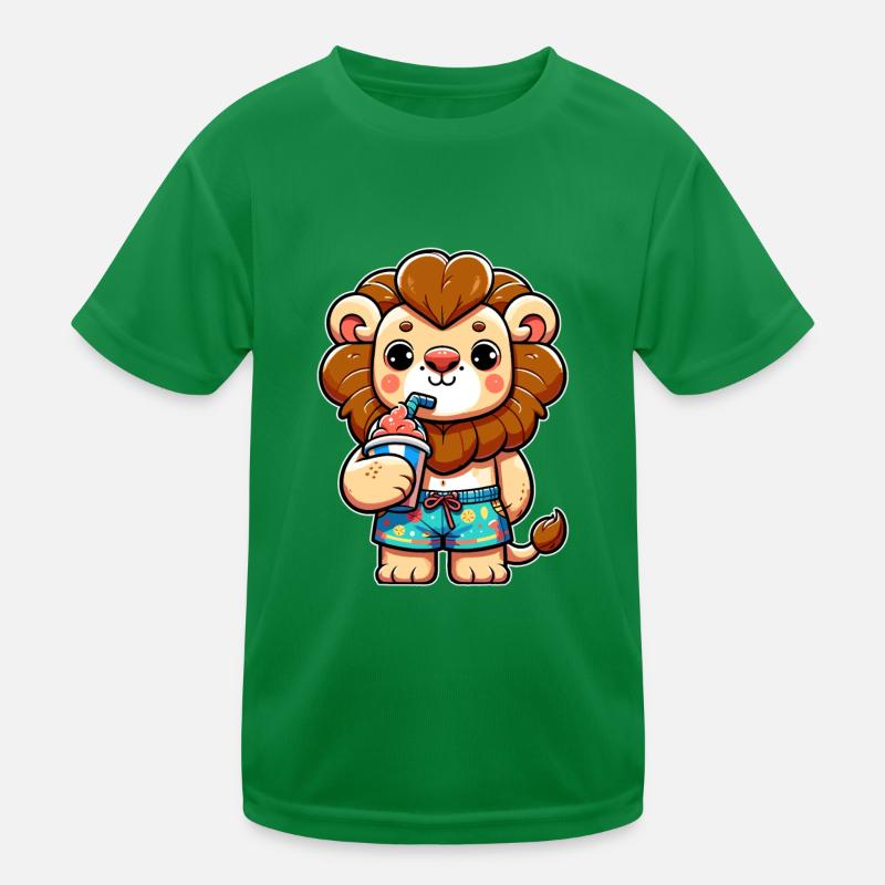 childishly designed lion Kids Functional T-Shirt