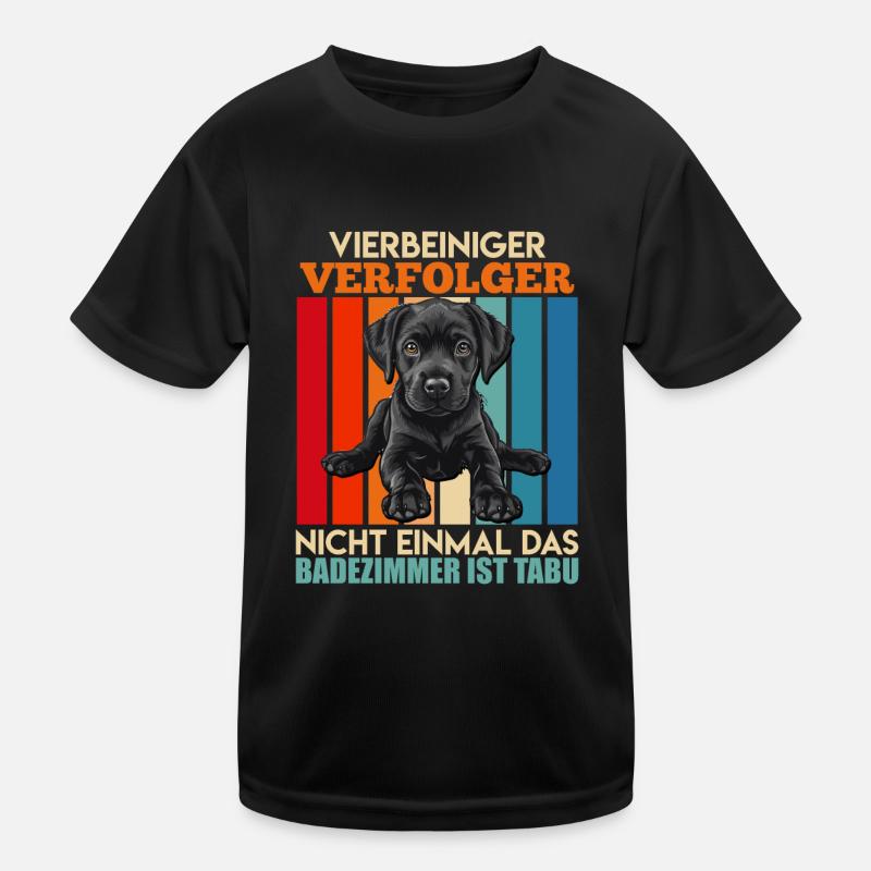 Labrador Lustig VIERBEINER VERFOLGER Treuer Kinder Funktions-T-Shirt