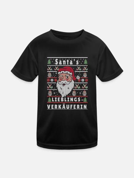 Noël moche LA VENDEUSE PRÉFÉRÉE DU PÈRE NOËL - T-shirt sport Enfant - noir - Devant