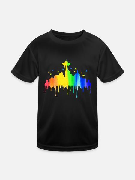 Seattle Washington Souvenir Geschenk - Kinder Funktions-T-Shirt - Schwarz - Vorne
