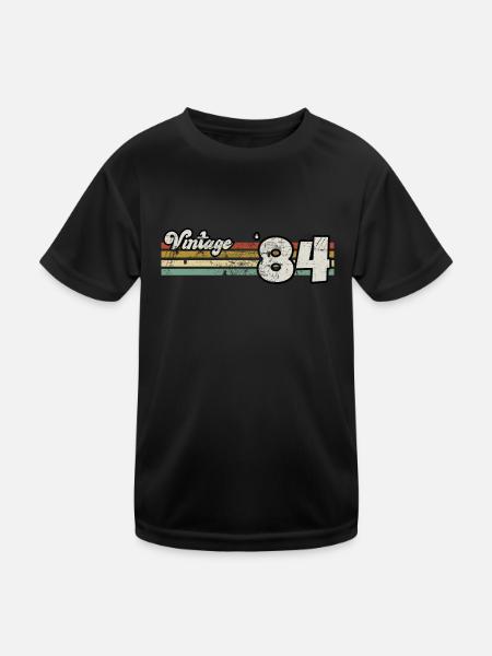 Rétro anniversaire né en 1984 slogan phrase citation - T-shirt sport Enfant - noir - Devant
