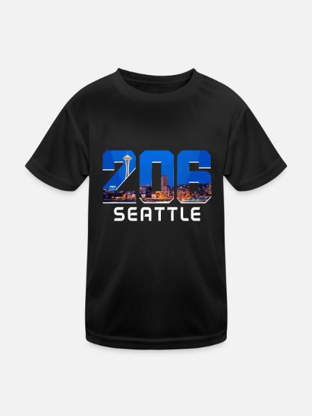 Seattle Washington Souvenir Geschenk - Kinder Funktions-T-Shirt - Schwarz - Vorne
