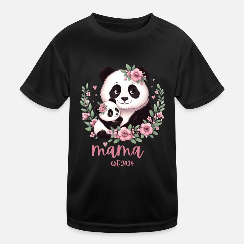 Mama est 2024 I Panda Bear Mum I First Time Mom Kids Functional T-Shirt