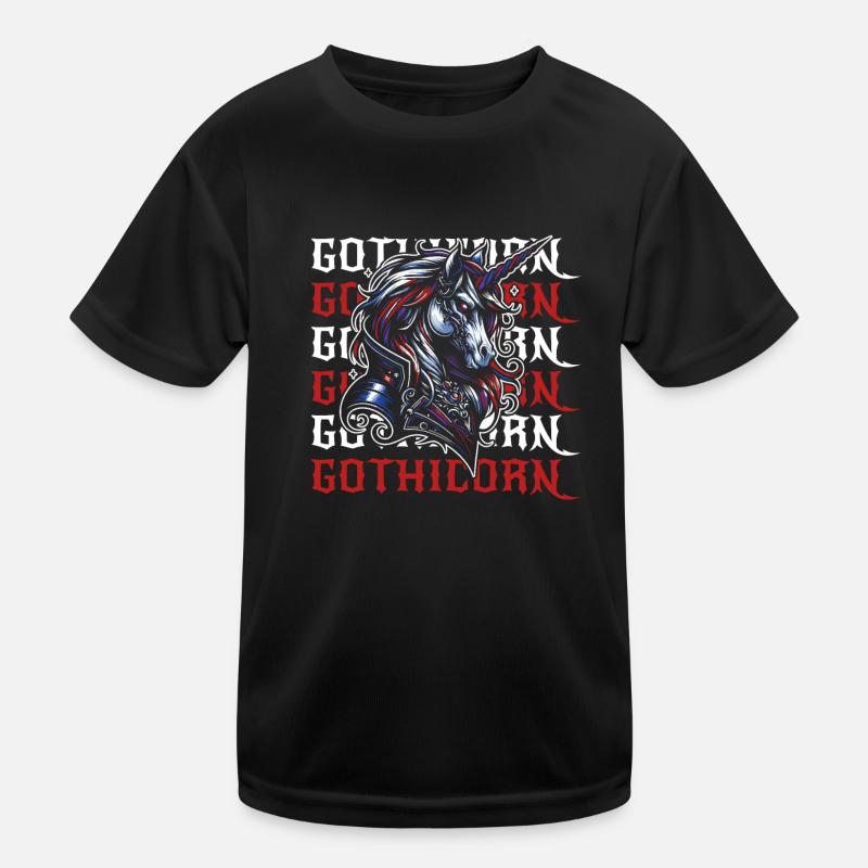 Gothic Einhorn Gothicorn - Kinder Funktions-T-Shirt - Schwarz
