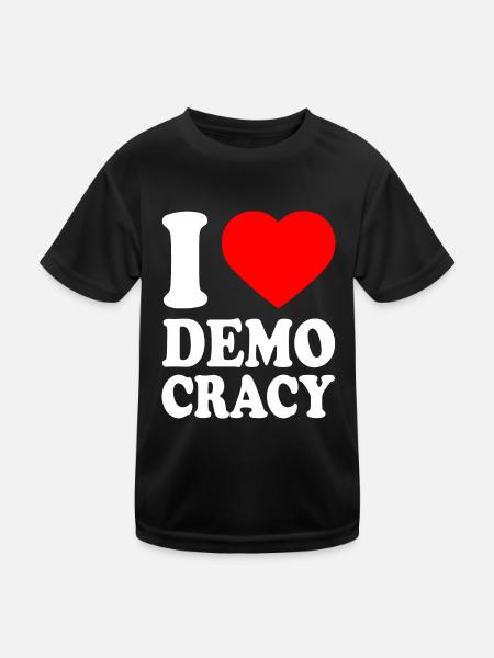 I love democracy - Kids Functional T-Shirt - black - Front