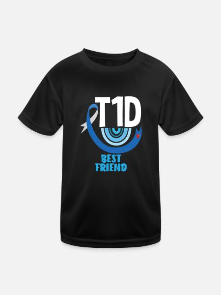 Cadeau pour diabétiques de type 1 pour diabétiques de type 1 - T-shirt sport Enfant - noir - Devant