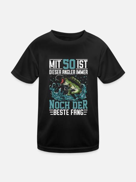 50. Angler Geburtstag Geschenkidee - Kinder Funktions-T-Shirt - Schwarz - Vorne