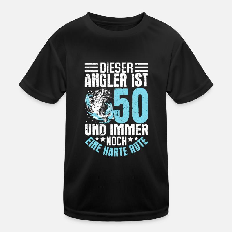 Angler 50. Geburtstag Geschenkidee - Kinder Funktions-T-Shirt - Schwarz