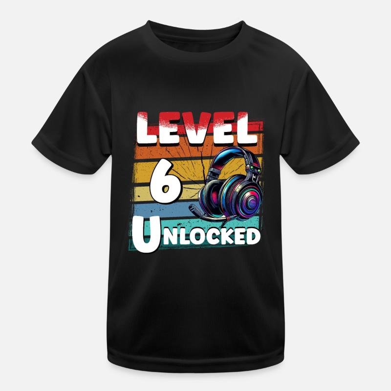 Gaming Geburtstag Level 6 freigeschaltet Zocker Kinder Funktions-T-Shirt