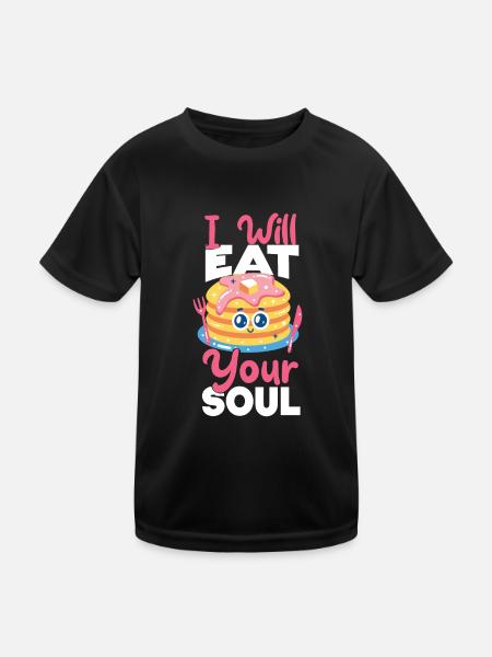 Pancake Lover Kids I Will Eat Your - Kids Functional T-Shirt - black - Front