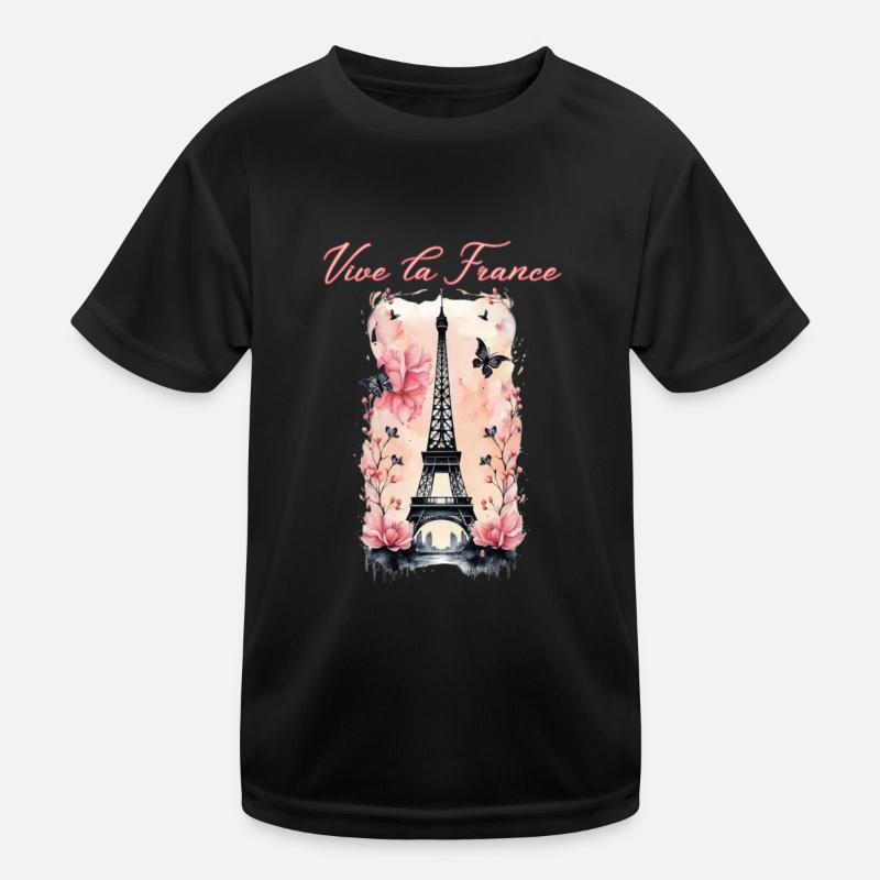 Vive la France-Eiffelturm-Paris Kinder Funktions-T-Shirt