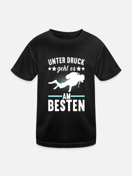 Taucher Tauchen - Kinder Funktions-T-Shirt - Schwarz