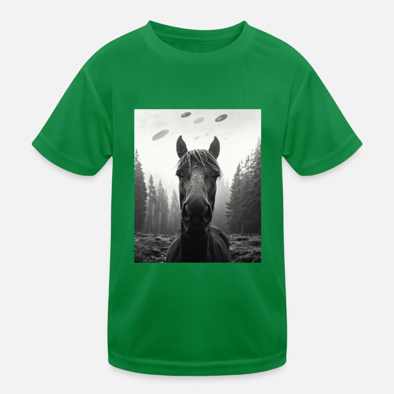 aliPferd - Alien Selfie Belgian UFO Kinder Funktions-T-Shirt