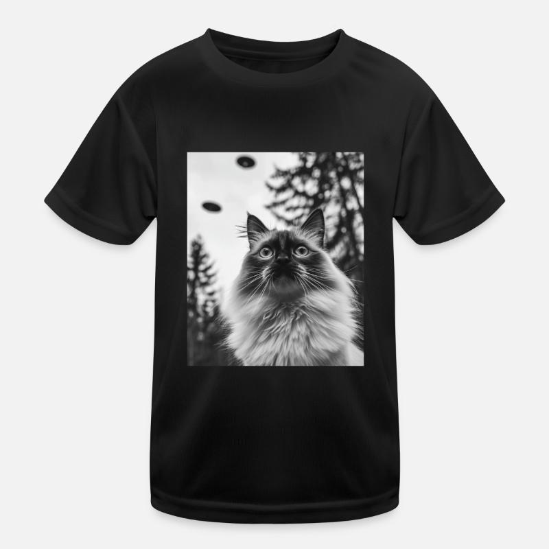 Katze - Alien Selfie Birman UFO Kinder Funktions-T-Shirt