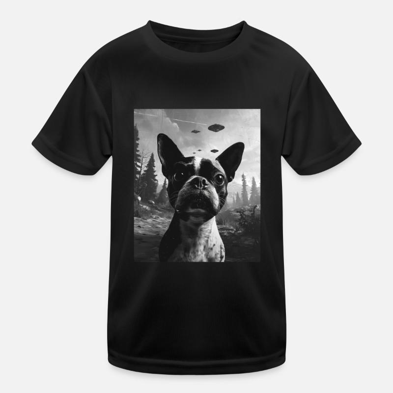 AliDog - Alien Selfie Boston Terrier OVNI T-shirt sport Enfant