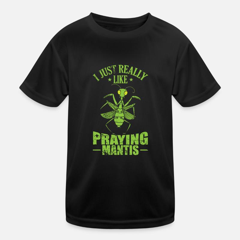 I just really like praying Mantis - Kinder Funktions-T-Shirt - Schwarz