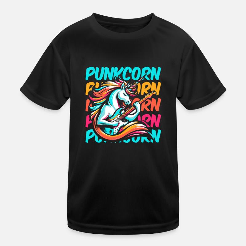 E Gitarre Elektrogitarre Einhorn Punkcorn Kinder Funktions-T-Shirt
