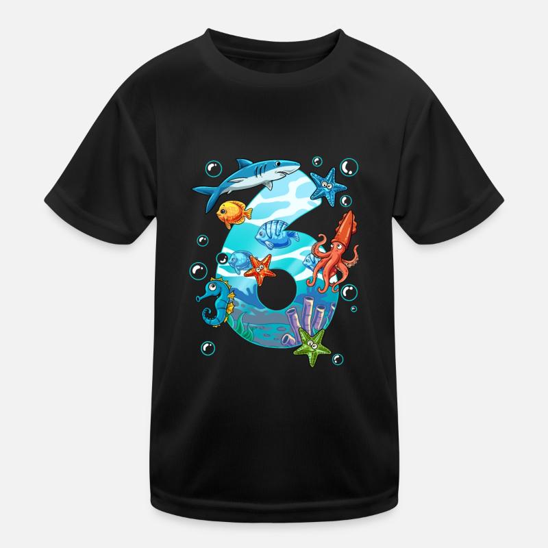 6th Birthday Sea Creatures Kids Functional T-Shirt
