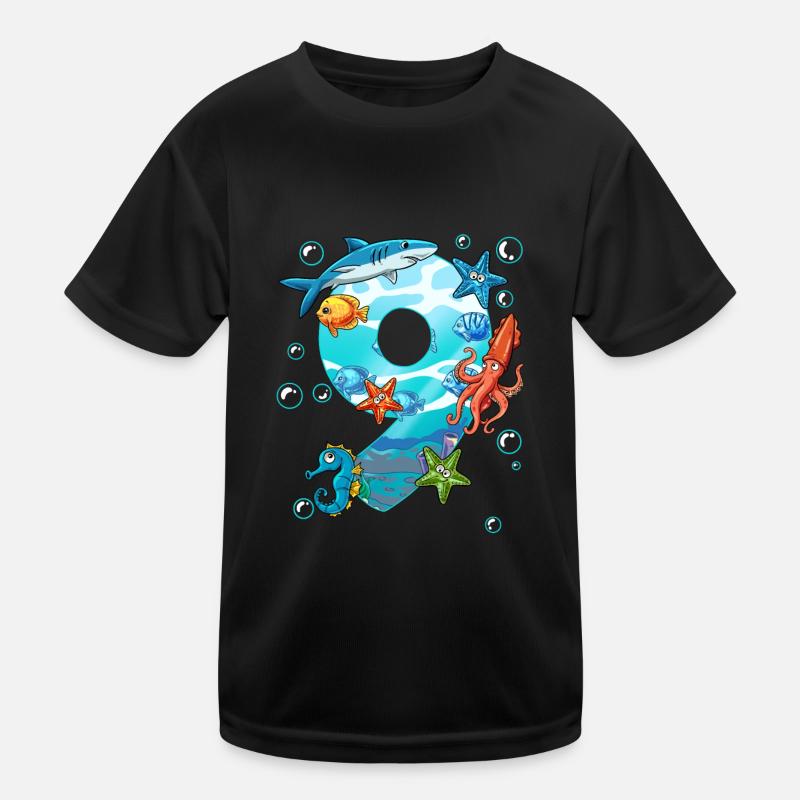 9e anniversaire créatures marines T-shirt sport Enfant