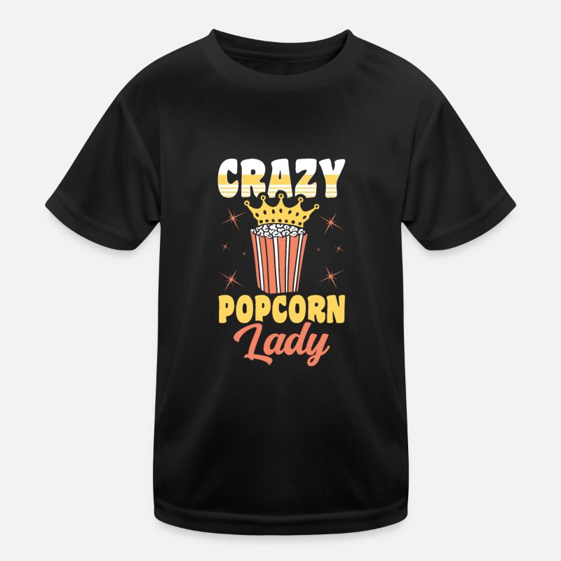 Crazy Popcorn Lady Lustiges Popped Corn Geschenk Kinder Funktions-T-Shirt