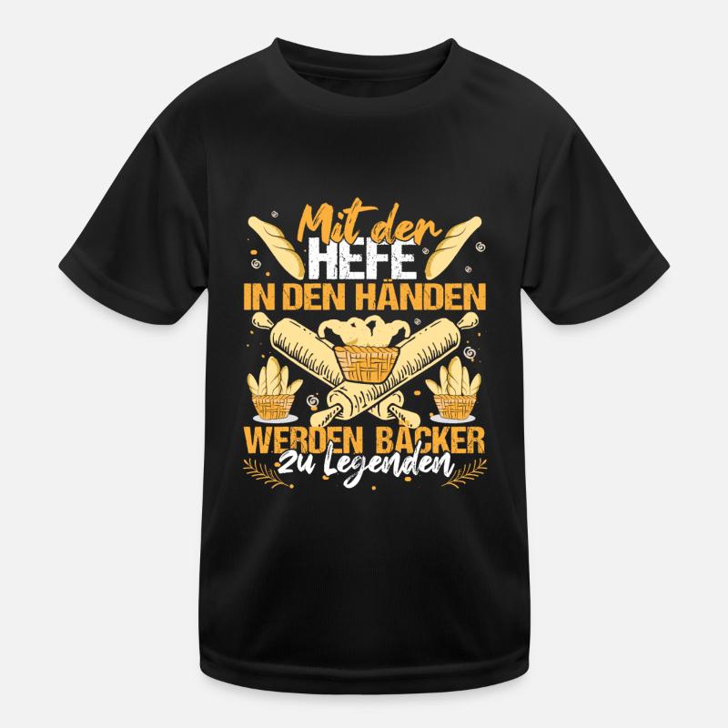 Bäcker Konditor Mit Hefe in den Händen - Kinder Funktions-T-Shirt - Schwarz