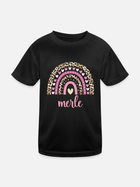 Merle Regenbogen Name Geburtstag Merle - Kinder Funktions-T-Shirt - Schwarz - Vorne