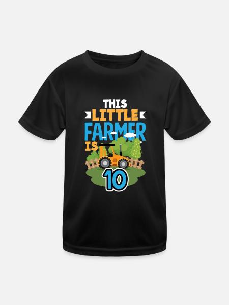 10th Birthday Tractor 10 Years Birthday Shirt - Kids Functional T-Shirt - black - Front