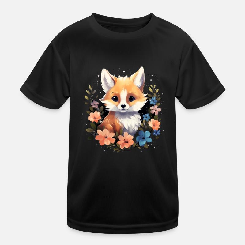 Fuchs Blumen Kinder Funktions-T-Shirt