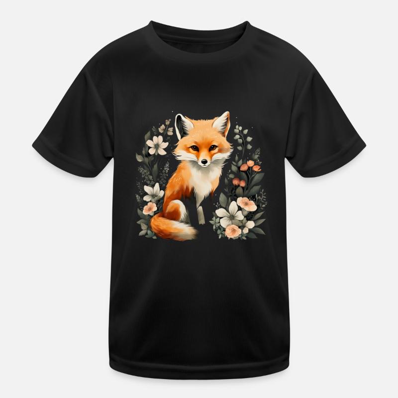 Fuchs Blumen Cottagecore Kinder Funktions-T-Shirt
