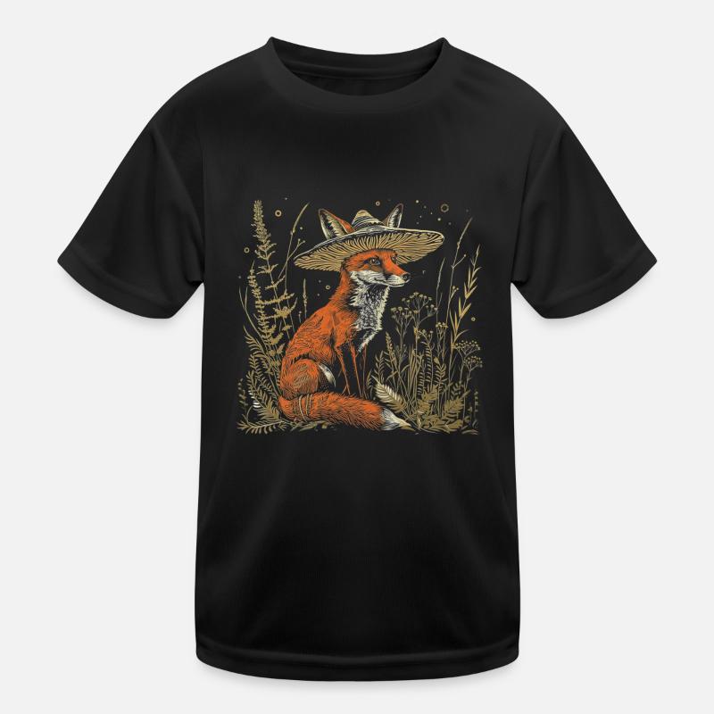 Fox Mushroom Cottagecore Funny Kids Functional T-Shirt