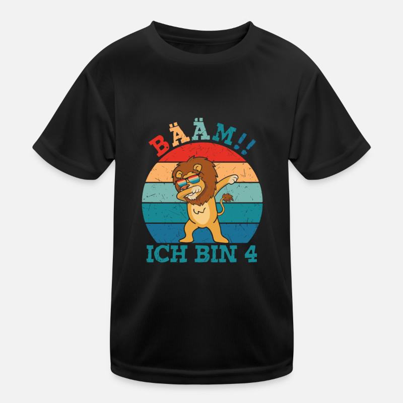 Bääm Ich bin 4 Löwe Kinder Funktions-T-Shirt