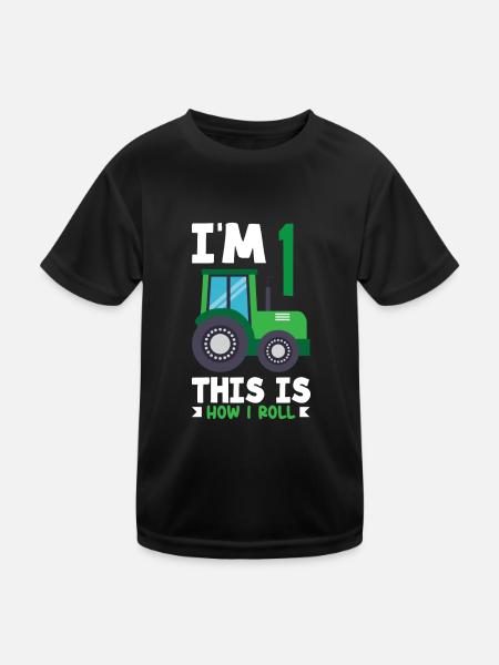 1er anniversaire tracteur 1 an chemise d’anniversaire - T-shirt sport Enfant - noir - Devant