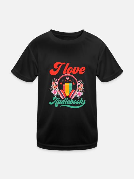 Audiobook Affection: My Love for Stories - Kids Functional T-Shirt - black - Front