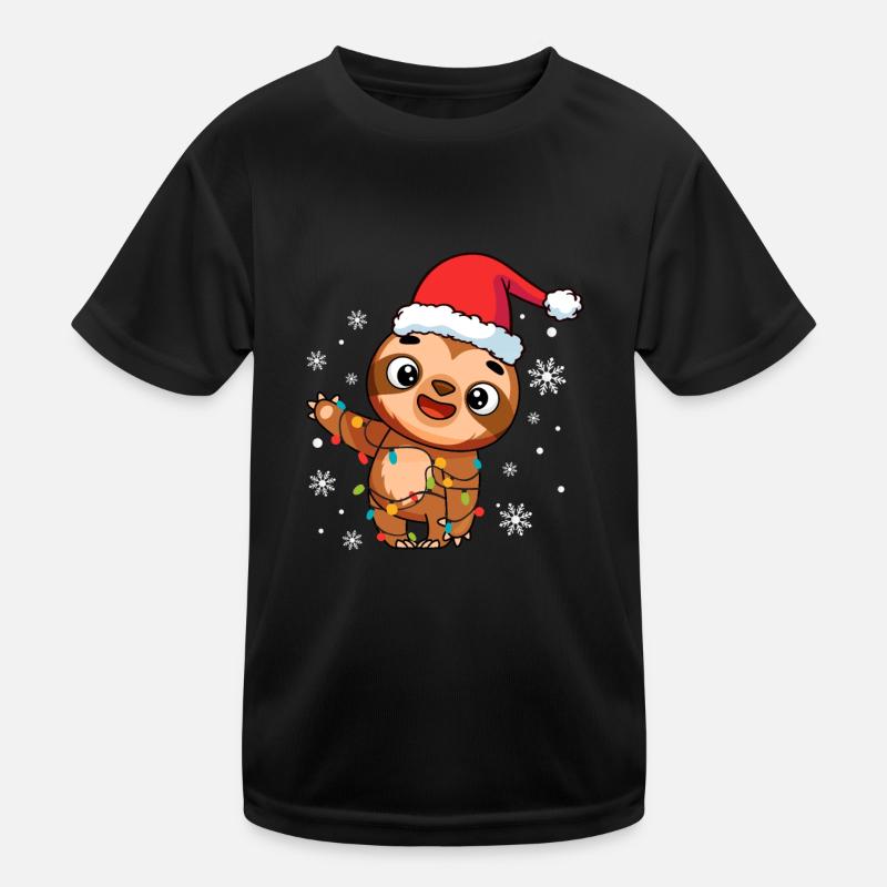Faultier Weihnachten Kinder Funktions-T-Shirt