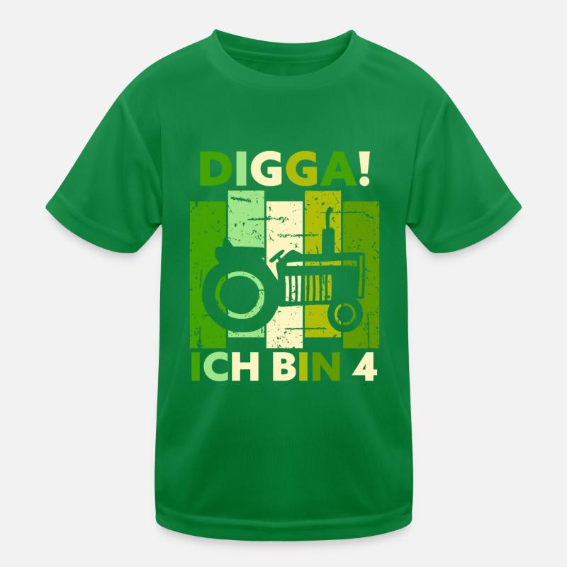 4th Birthday Boy Tractor Gift Farmer Kids Functional T-Shirt