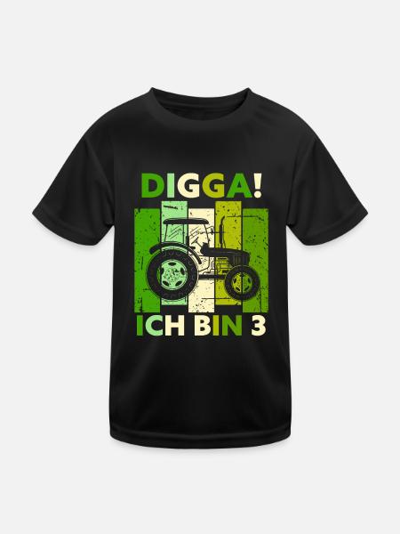 3ème anniversaire garçon tracteur cadeau agriculteur - T-shirt sport Enfant - noir - Devant