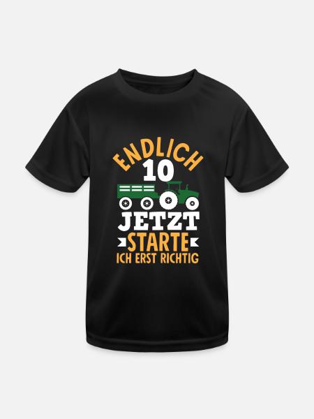 10e anniversaire tracteur 10 ans anniversaire chemise - T-shirt sport Enfant - noir - Devant