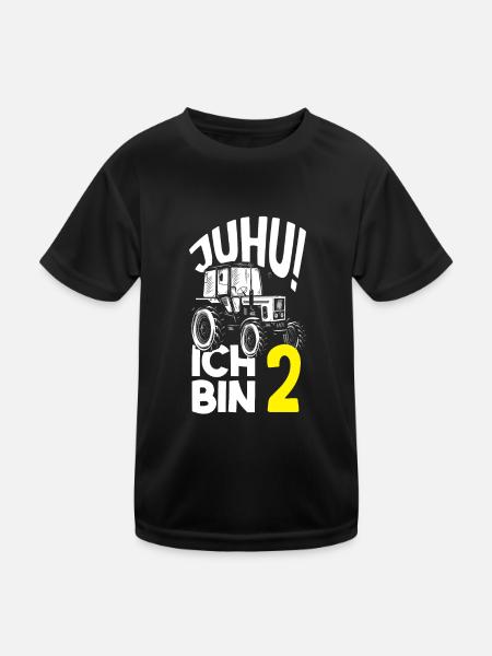 2. Geburtstag Traktor 2 Jahre Geburtstagsshirt - Kinder Funktions-T-Shirt - Schwarz - Vorne